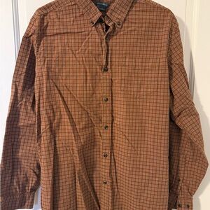 Eddie Bauer Men's Rust Checkered Button Down Shirt
